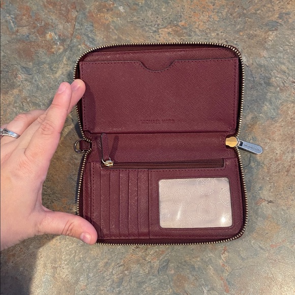 Michael Kors Deep Red Zip Wallet - Picture 7 of 9